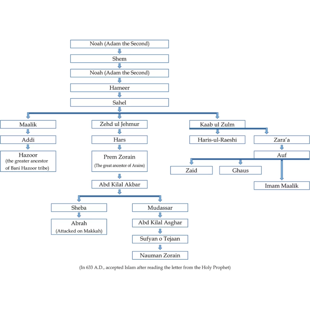 The genealogical tree of the progeny of Zorain